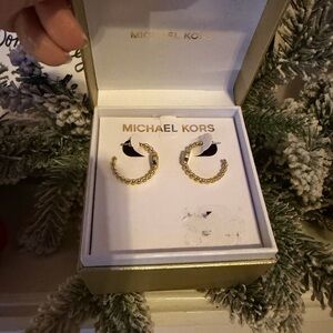 Michael Kors Gold-Tone Textured Hoop Earrings